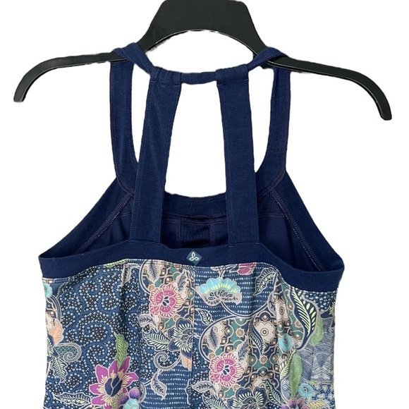 Prana Cantine Blue Floral Paisley Athletic Exercise Dress - Blue Anchor Kona - S - Picture 9 of 12